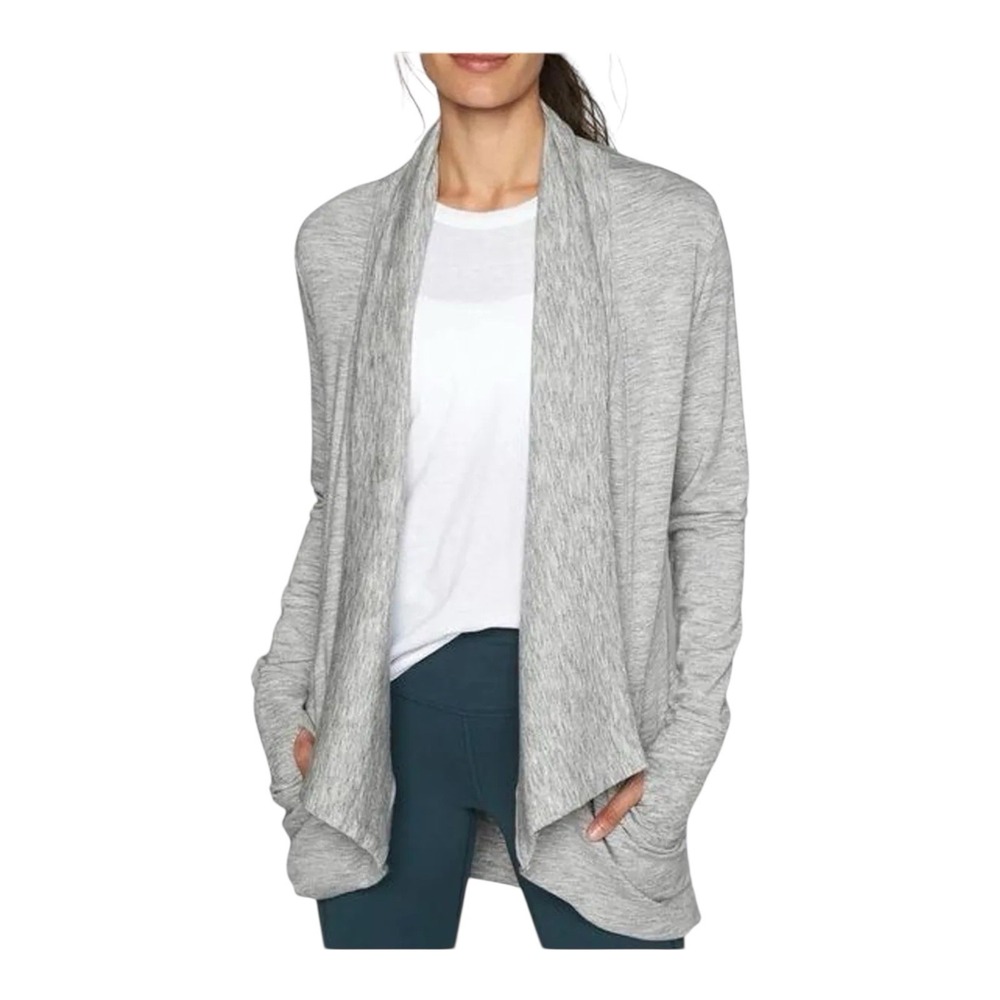 Athleta  Open Cardigan Women's‎ 2X Gray Heather Wrap With Pockets Marl Pranayama